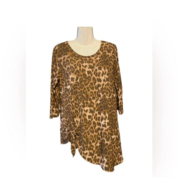Clara Sun Woo Long Line Leopard Print Top - Picture 1 of 9